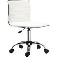 Chaise de Bureau sans Accoudoirs Fauteuil Pivotant Réglable en Hauteur PU Blanc 48x52x90 cm - PANGIVO