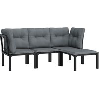 4-tlg. Garten-Lounge-Set Schwarz und Grau Poly Rattan vidaXL