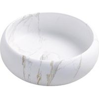 Ondée - Lavabo de encimera redonda SORA - Azulejos cerámicos - Acabadomármol blanco