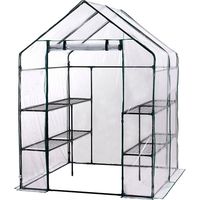 Serra PVC/Acciaio Gardiun New Leaf 4 Ripiani 143x143x195 cm Verde con Porta con Cerniera