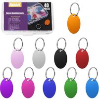 40Pcs 10 Couleurs 35mm / 1,37 "Étiquettes rondes en aluminium vide avec Kit d'assortiment de porte-clés, Étiquettes blanches d'estampillage de gravure Étiquette