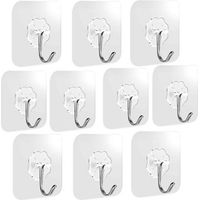 Snow-Adhesive Hook - 12 Pieces Self Adhesive Transparent Adhesive Hooks 5 kg (max), For Hanging Bathroom, Kitchen, Ceiling, Hanging, Wall, Door, Bathrobes, Towel Rack (12 Pieces)