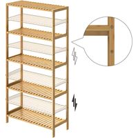 Bamboo storage rack with 5 adjustable shelves 130x60x26cm