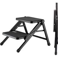 Wiltec Camping Doppeltrittstufe bis 200 kg, 2 Stufen Tritt aus Stahl, Trittleiter für Camping, Outdoor und Haushalt