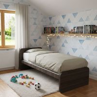 Letto singolo cameretta 80x190 con rete a doghe in acciaio e faggio - Olmo jerez scuro