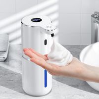 Automatische zeepdispenser met digitaal display, touchless, wandmontage, oplaadbaar, 380 ml, IPX5 waterdicht, schuimdispenser voor badkamer, keuken