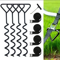 Lot de 4 piquets d'ancrage au Sol pour Trampoline Heavy Duty Ancrage au Sol à Visser pour Trampoline Ancrage au Sol à Visser High Wind avec Sangles