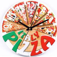 Reloj de pared con diseño de pizza, reloj con estampado de pizza, reloj de dormitorio, reloj de pared de madera, reloj de pared decorativo, reloj de pared de oficina, reloj de pared moderno, relojes d