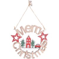 Décoration de Noël ronde en bois à suspendre XMAS TRADI
