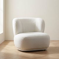 Japandi-Sessel aus weißem Bouclé Livorno