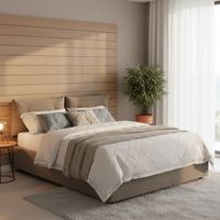 Dmora - Letto matrimoniale Dlucid, Letto contenitore con rivestimento in tessuto, 100% Made in Italy, Apertura frontale, con materasso Cm 160x200 incluso, Tortora
