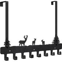 Over The Door Hooks Hanger, 17.7" Towel Racks for Bathroom 8 Hooks, Heavy-Duty Wall Mount Tower Holder, Over The Door Hanger for Towel, Anti-Rust Carbon Steel Bathroom Towel Hooks Black