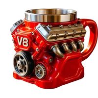Tasse à café rouge V8, tasse à café rétro, cadeau pour les amateurs de café.
