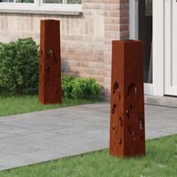 vidaXL Solar LED Pathway Light 2 pcs Rusty Weathering Steel