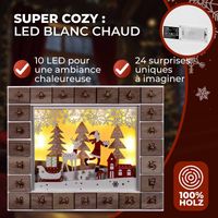 Wood advent calendar with led lights 24 doors