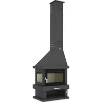 Chimenea Leña 2 Caras FM Modelo C-302 Ik interior Vermiculita, Cristal Serigrafiado en Puerta.