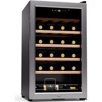 Klarstein – Cave à vin multi-température 24 bouteilles – Réglage 5-18°C – Écran tactile – Vitrage anti-UV – Moteur silencieux 45 dB – 5 clayettes en bois