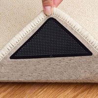 Tapis antidérapants 4 pièces – Sous-tapis lavables et réutilisables avec ruban adhésif, pour salon, salle de bain, chambre et cuisine
