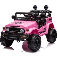 Macchina Elettrica per Bambini Fuoristrada Toyota Fj Cruiser 12V Telecomando Ruote in Gomma e Sedile in Pelle Rosa