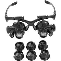 Loupe de lunettes professionnelle pour réparation, loupe LED nouvelle tête portant une loupe lentille de lecture mains libres double œil montre réparation de bijoux loupe lunettes bandeau loupe