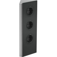 Power Eck G Edelstahl/Glas schwarz, 3x Schukosteckdose