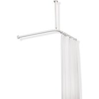 HEWI 801.34.1162 18 Vorhangstange mit Deckenabhängung und Duschvorhang der Serie 801, Polyamid, Achsmaß 1183 x 1183 mm, kürzbar, Deckenabhängung 500 mm lang, kürzbar, D: 33 mm, mit 24 Vorhangringen, i