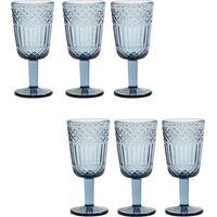 Set 6 Calici Imperiali Blue in Pasta di Vetro bicchiere Blu Antico Vintage 30cl Lavorazione a Rilievo per Acqua e Vino Ideali per una Tavola speciale e Raffinata Casa e Ristorazione