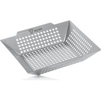 BBQ-Toro Cesto de acero inoxidable 30 x 30 x 5,5 cm Cacerola para parrilla de gas, Cacerola para parrilla