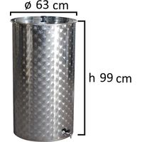 BOTTE PER VINO OLIO CONTENITORE PER ALIMENTI IN ACCIAIO INOX 18/10 BELVIVERE - Capacità Botte: 300 LT - Ø 63 x H 99 cm - Piedistallo: NO - Olio di Vasellina: No - Galleggiante: NO - Rubinetto: Acciaio