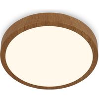 BRILONER -Plafonnier LED, plafonnier en bois, lumière blanche chaude, plafonnier apparent, aspect bois, Ø380x50 mm, Wood-coloured