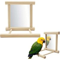 Miroir avec perchoir Bird, FainFun 10 x 10 x 10 cm Perchoir en bois avec miroir pour oiseaux, Perchoir avec miroir pour oiseaux, Jouet miroir pour perroquets, pigeons, canaris, Jouet miroir po