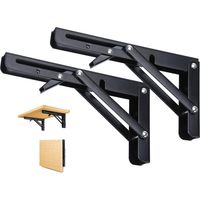 2 Pièces Support d' Étagères Pliable, 300mm Équerre Pliante Noir Support Console Pliants, Murale Supports Pliante, Pour Table Etagere Murale Garage Cuisine Chambre Bureau, Gain de place