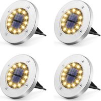 Luces solares para jardín, 12 luces LED solares para jardín, 4 luces blancas cálidas, acero inoxidable, impermeables, para exteriores, jardín, patio, césped, terraza, pasarela