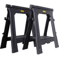 Gierre – Lot de 2 tréteaux pliables haute capacité 450 kg – Rainures en V pour fixation – Caoutchoucs antidérapants – Plateau à outils intégré