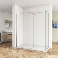 B:90 x T:50 x H:200cm Walk in Duschwand 10mm NANO ESG Glas Duschkabine Duschabtrennung +2 x Stabilisierungs Stange