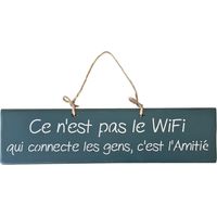 Plaque décorative en bois bleue canard - Ce n'est pas le wifi