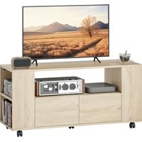 Mobile Porta TV da 42" con Ruote Girevoli e Freno, Ripiani Regolabili e Cassetti, 102x34.5x48.5 cm,