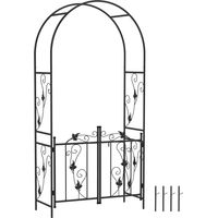 Arco da Giardino con Cancello, Traliccio per Piante Rampicanti in Metallo, 2.2x1 m, Nero