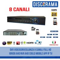 DVR VIDEOSORVEGLIANZA 8 CANALI FULL HD IBRIDO AHD NVR AHD COULD MOBILE APP IP TV