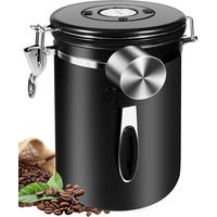 Boîte à café hermétique en acier inoxydable avec indicateur de date et dosette pour grains de café, café moulu, thé, farine, céréales, sucre, 624 ml (22 onces)