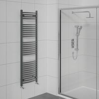 Curved Heated Towel Warmer Bathroom Rail Anthracite 1500x500mm