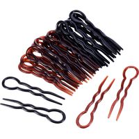 Hair Pin - U Shaped Plastic Hair Grip Clip for Braiding Twisting Styling - Black and Brown - 36 Pieces