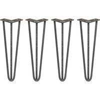 4 Gambe per Tavolo a Forcina SkiSki Legs 40,6cm Acciaio Naturale 3 Rebbi 12mm