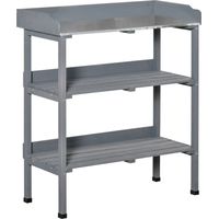 Outsunny Pflanztisch Gärtnertisch Blumentisch mit Metall Arbeitsfläche Garten Grau 76 x 37 x 89 cm