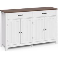 Aparador de Cocina Bealife Mobile Contenitore in Legno 140 x 89 x 40 cm con 2 Cassetti 2 Tipiani Regolabili e 4 Ante Adatta a Cucina Sala da Pranzo Corridoio Vintage