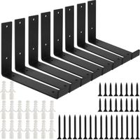 Shelf Bracket - Cold Rolled Steel - L Shape - 40 Lb Load Capacity Per Pair - For Scaffold Board Shelving Garage Workshop - 8 Pack