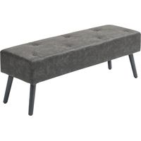 HOMCOM taburete pie de cama multifuncional banco dormitorio con pies de madera y asiento acolchado carga 220 kg para entrada pasillo 114x38x42 cm gris
