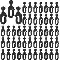 50 x Plastic Hooks for Gazebo Curtains, Invisible Curtain Hooks for Mosquito Net Awning Supplies for Home and Hotel (Black)