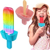 Lot de 2 porte-glaces en silicone pour enfants, anti-goutte, réutilisables et sans dégâts, avec paille intégrée pour aspirer les glaces fondues, pour tout-petits, bébés et enfants.