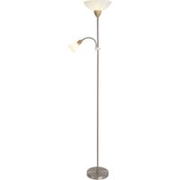 piantana Diana metallo e vetro satinato / faggio colori / opale Ø28,5cm H :. 177,5cm doppio interruttore cavo